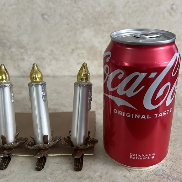 Set of 4 Vintage Glass Christmas Clip on Candle Ornaments - Picture 2 of 8